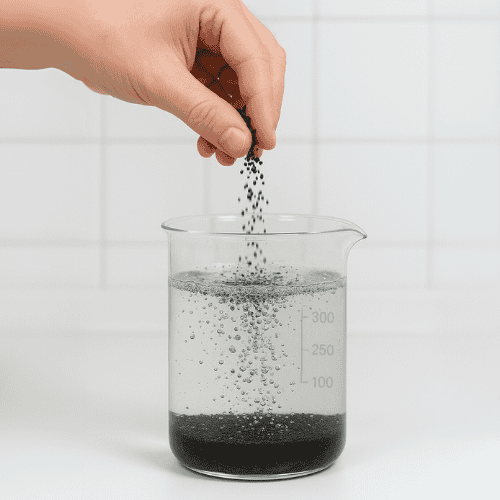 buat seperti ini tetapi menggunakan beaker 500 ml, dan latar laboratorium dengan ukuran gambar 500 x 500